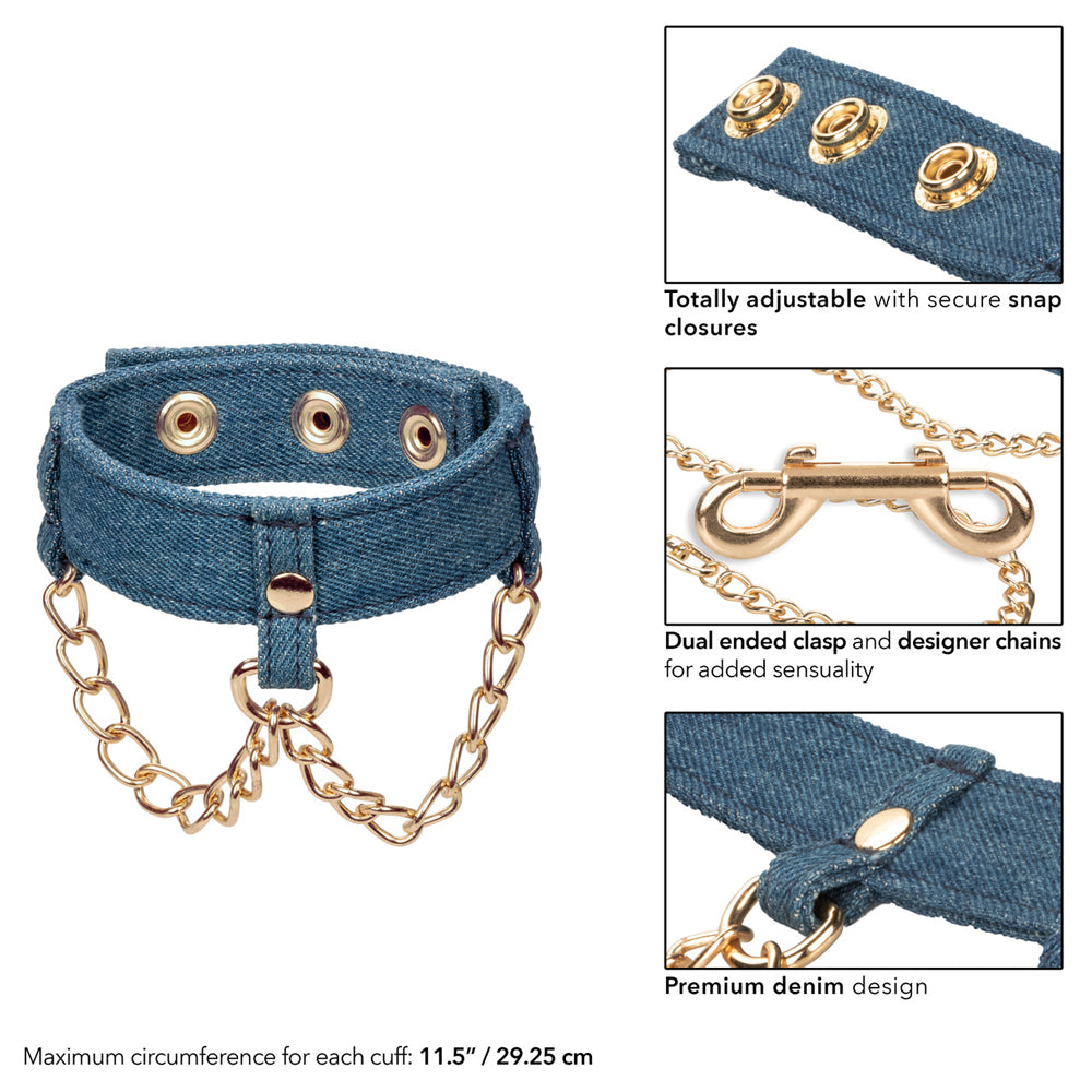 Ride 'Em Premium Denim Collection Ankle Cuffs | 716770105516 | Available at EroticWarehouse.com