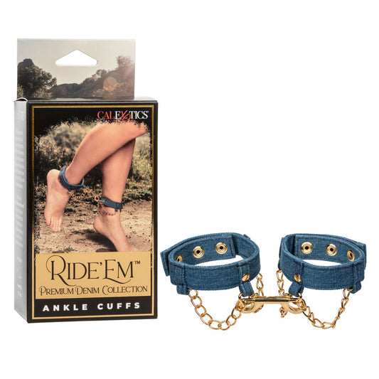 Ride 'Em Premium Denim Collection Ankle Cuffs | 716770105516 | Available at EroticWarehouse.com