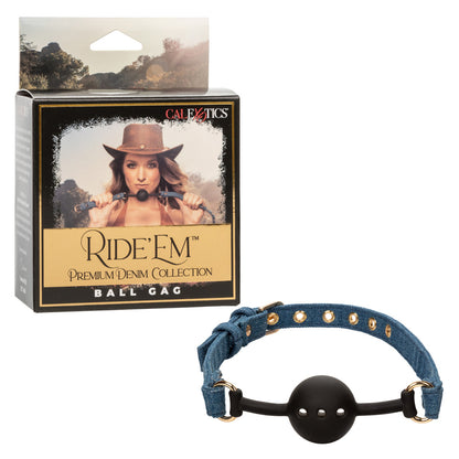 Ride 'Em Premium Denim Collection Ball Gag | 716770105721 | Available at EroticWarehouse.com