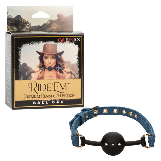 Ride 'Em Premium Denim Collection Ball Gag | 716770105721 | Available at EroticWarehouse.com