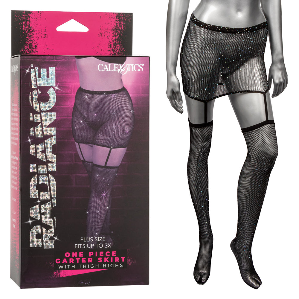 Radiance One Piece Plus Size Garter Skirt With Thigh Highs | 716770107237 | Available at EroticWarehouse.com
