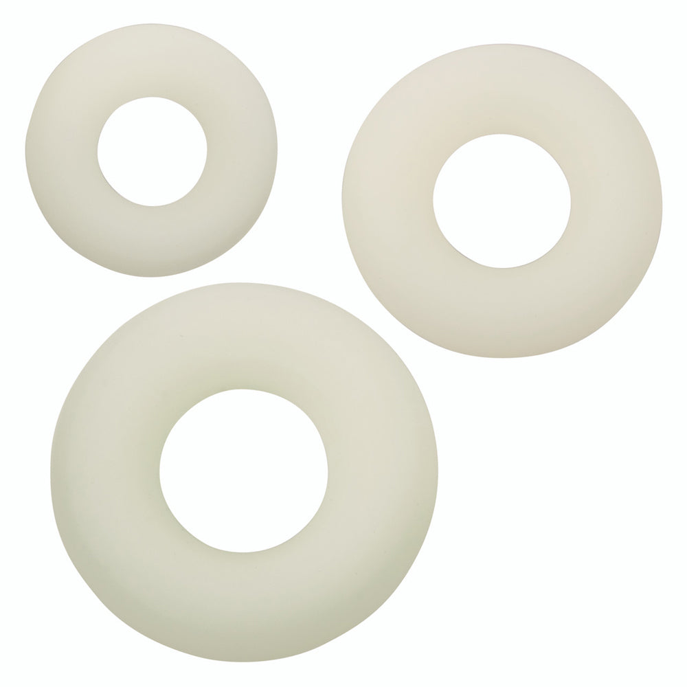 Alpha Glow-In-The-Dark Liquid Silicone 3 Ring Set | 716770109170 | Available at EroticWarehouse.com