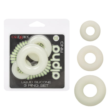 Alpha Glow-In-The-Dark Liquid Silicone 3 Ring Set | 716770109170 | Available at EroticWarehouse.com