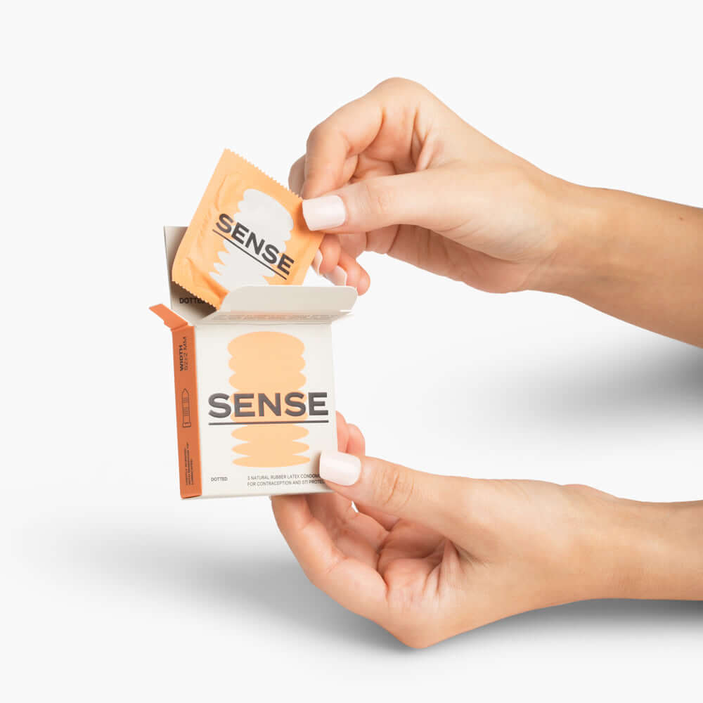 Sense Condoms 3pc Dotted | 724994322077 | Available at EroticWarehouse.com