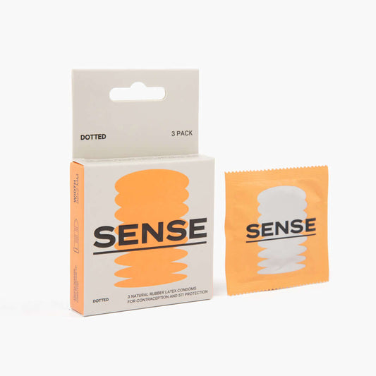 Sense Condoms 3pc Dotted | 724994322077 | Available at EroticWarehouse.com