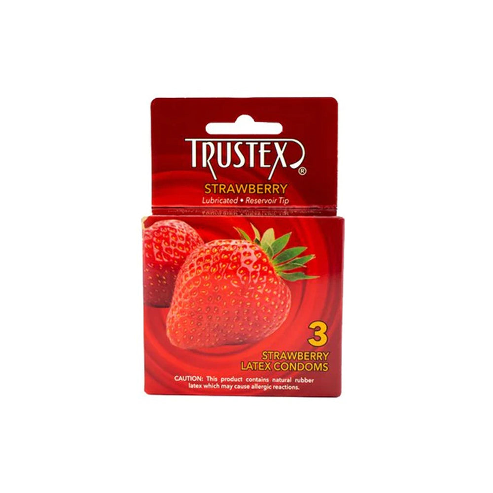 Trustex Strawberry Condoms 3PK | 726893112384 | Available at EroticWarehouse.com