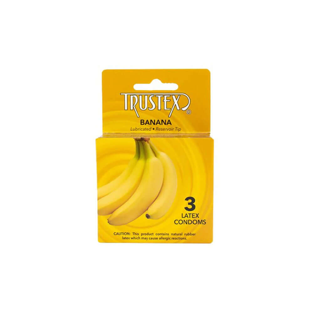 Trustex Banana Flavored Condoms 3 Pk | 726893112407 | Available at EroticWarehouse.com