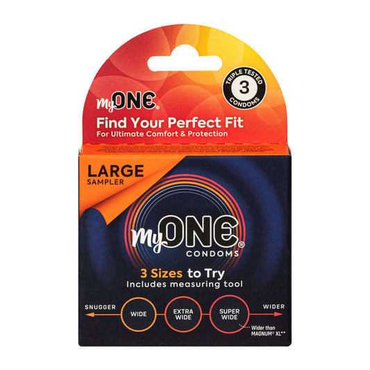 My One Large Condoms Sampler 3Pk | 726893115095 | Available at EroticWarehouse.com