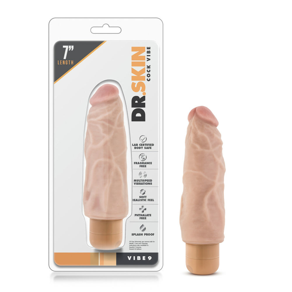 Dr. Skin Cock Vibe #9 - 7.5" Vibrating Cock Beige | 735380113438 | Available at EroticWarehouse.com