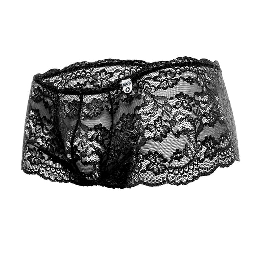 Rose Lace Boy Short Black S/M | 738435431006 | Available at EroticWarehouse.com