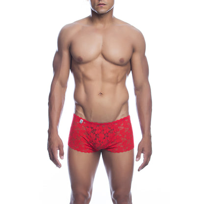 Rose Lace Boy Short Red L/Xl | 738435431037 | Available at EroticWarehouse.com