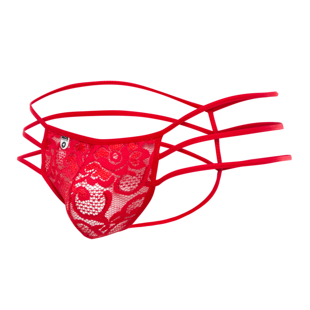 Triple Lace String Thong Red L/Xl | 738435431457 | Available at EroticWarehouse.com