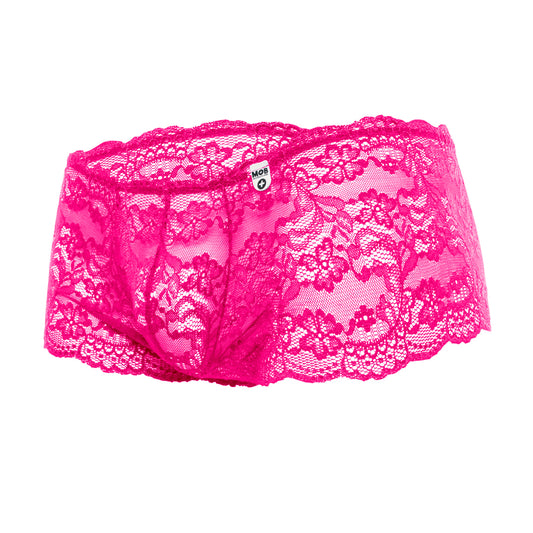 Rose Lace Boy Short Hot Pink S/M | 738435432089 | Available at EroticWarehouse.com