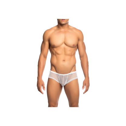 Mesh Boy Short White S/M | 741360719750 | Available at EroticWarehouse.com
