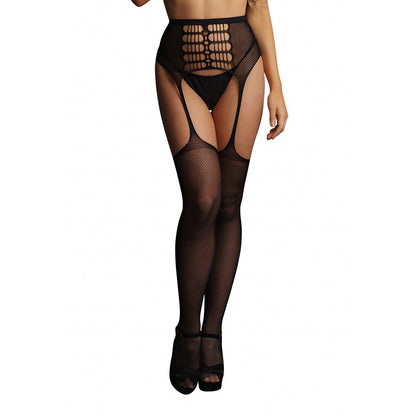 Le Desir High-Waist Garterbelt Stockings Black O/S | 7423522456408 | Available at EroticWarehouse.com