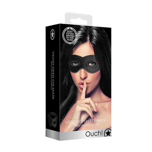 Ouch! Velvet & Velcro Adjustable Open Eye Mask | 7423522458426 | Available at EroticWarehouse.com