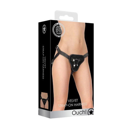 Ouch! Velvet & Velcro Adjustable Harness With O-Ring | 7423522458457 | Available at EroticWarehouse.com