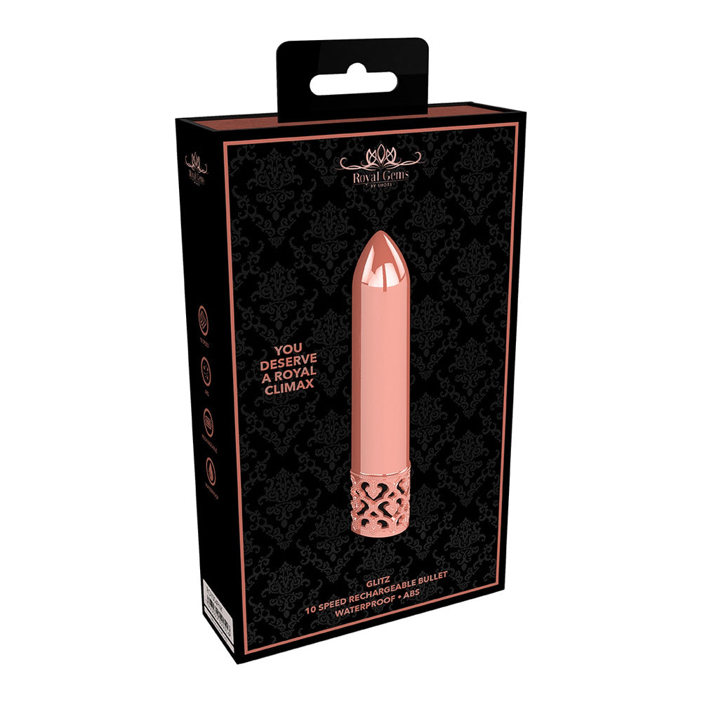 Royal Gems Glitz Rechargeable Abs Bullet Rose Gold | 7423522521595 | Available at EroticWarehouse.com