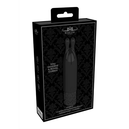 Royal Gems Twinkle Rechargeable Silicone Bullet Black | 7423522529553 | Available at EroticWarehouse.com