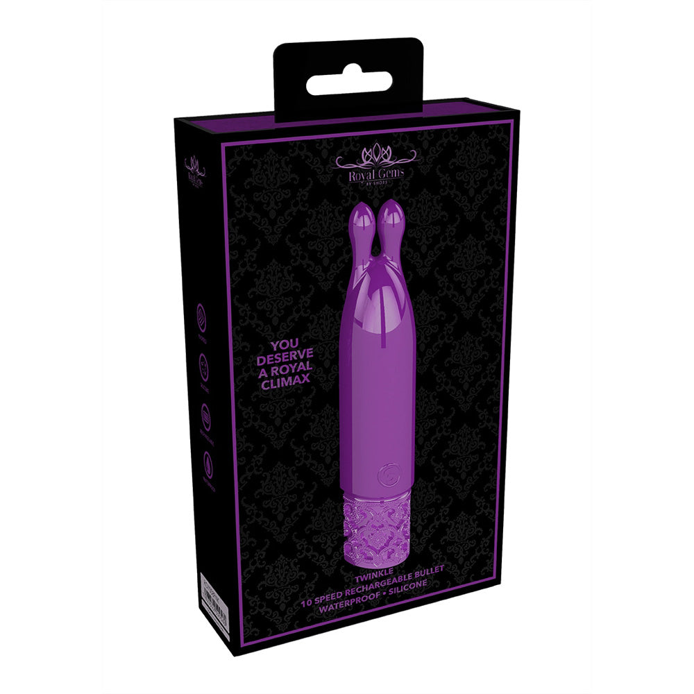 Royal Gems Twinkle Rechargeable Silicone Bullet Purple | 7423522529577 | Available at EroticWarehouse.com