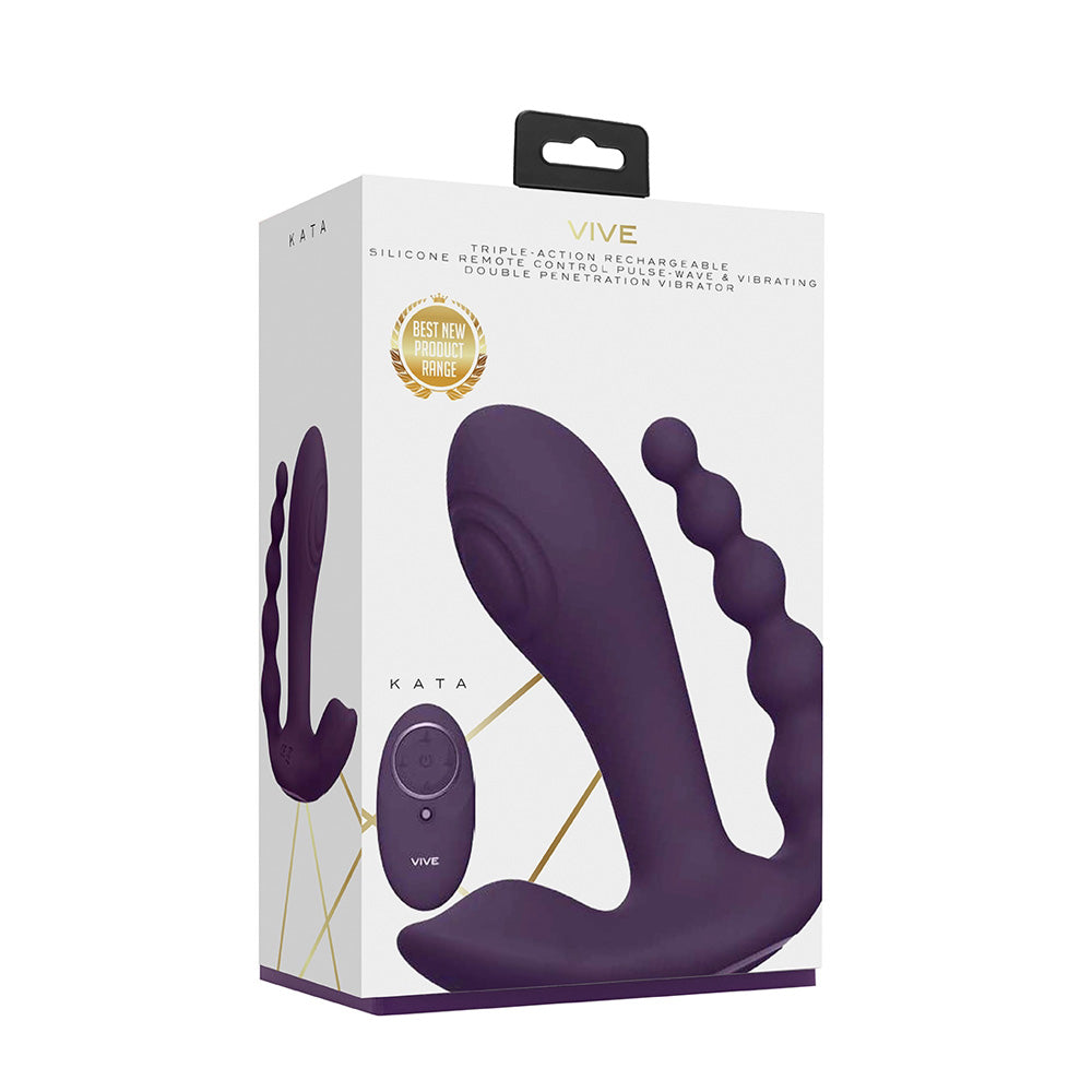 Kata Pulse Wave & Vibrating Double Penetration Vibrator Purple | 7423522538555 | Available at EroticWarehouse.com