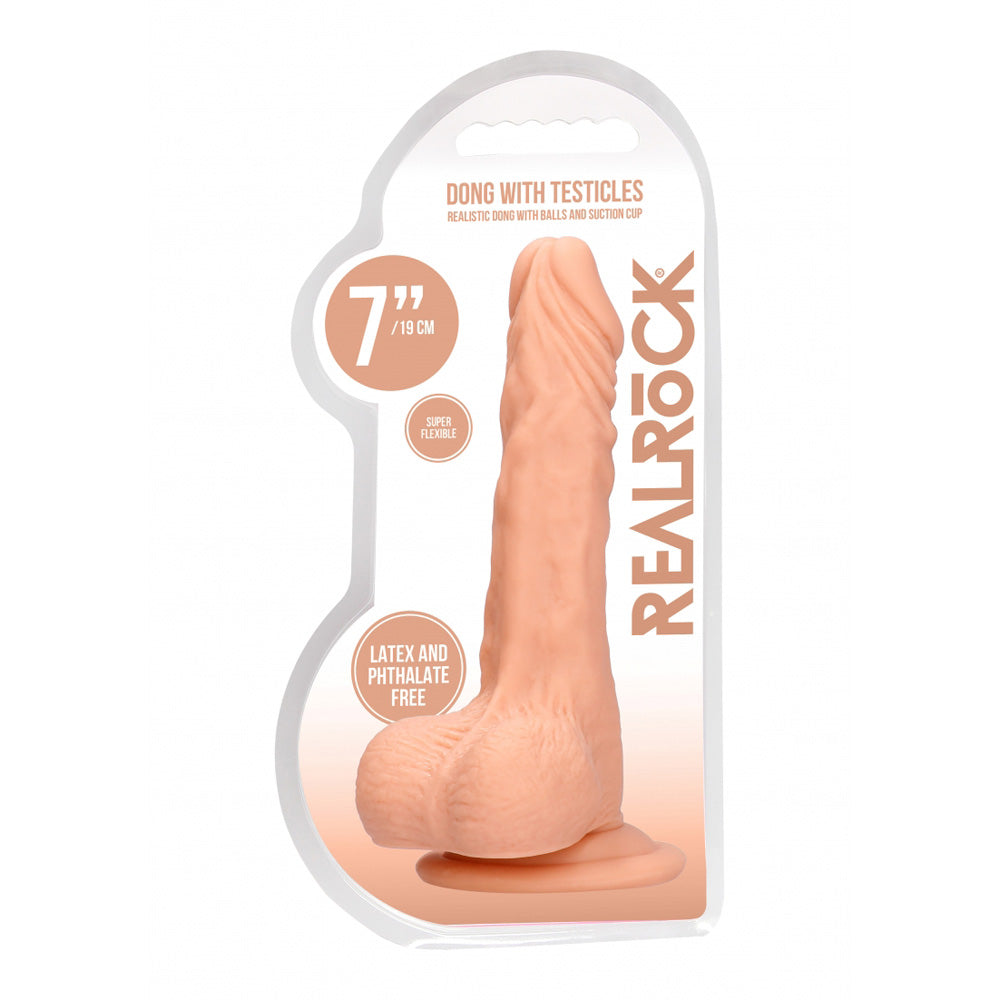 Realrock Dong With Testicles 7" Flesh | 7423522547519 | Available at EroticWarehouse.com