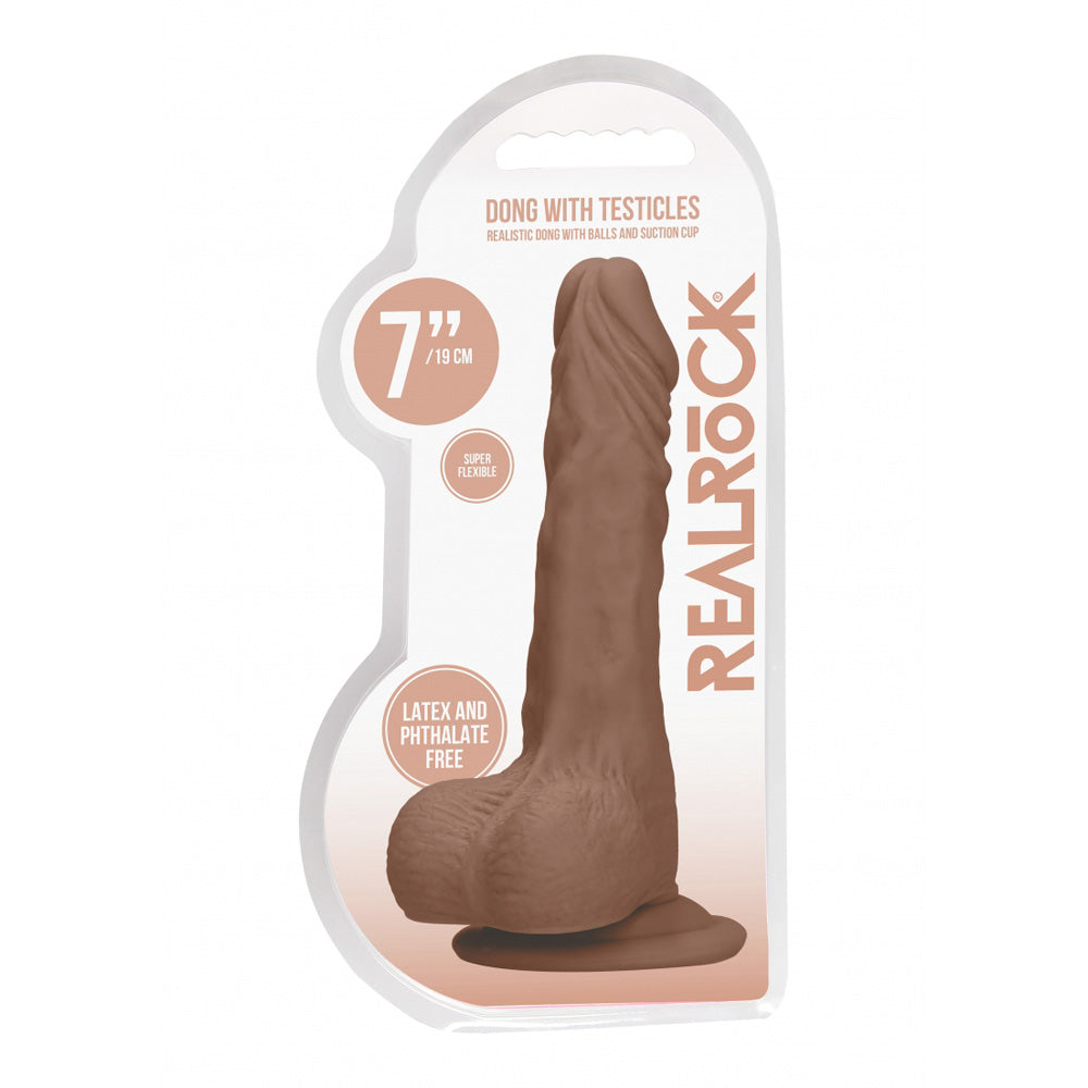 Realrock Dong With Testicles 7" Tan | 7423522547526 | Available at EroticWarehouse.com