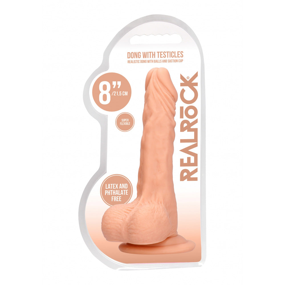 Realrock Dong With Testicles 8" Flesh | 7423522547540 | Available at EroticWarehouse.com