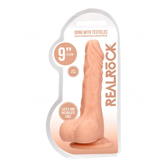 Realrock Dong With Testicles 9" Flesh | 7423522547588 | Available at EroticWarehouse.com