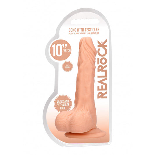 Realrock Dong With Testicles 10" Flesh | 7423522548516 | Available at EroticWarehouse.com