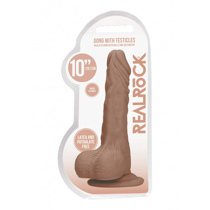 Realrock Dong With Testicles 10" Tan | 7423522548523 | Available at EroticWarehouse.com