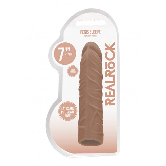 Realrock Penis Sleeve 7" Tan | 7423522550533 | Available at EroticWarehouse.com