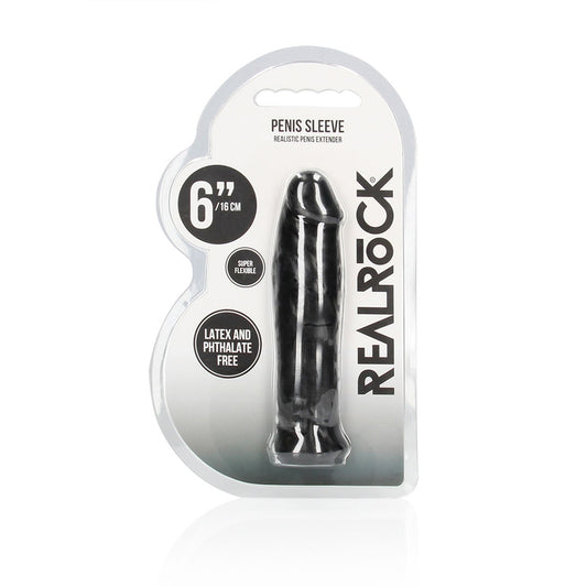 Realrock Penis Sleeve 6" Black | 7423522550540 | Available at EroticWarehouse.com