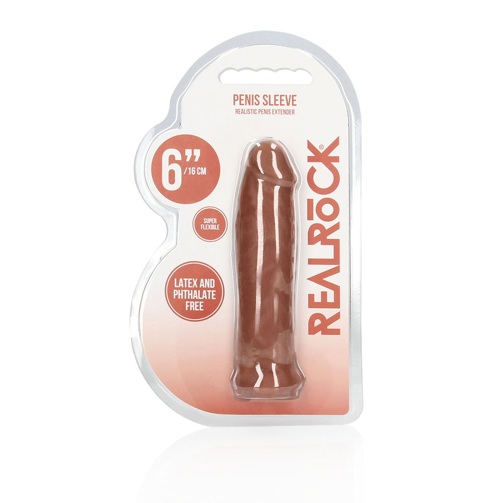 Realrock Penis Sleeve 6" Tan | 7423522550564 | Available at EroticWarehouse.com