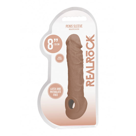 Realrock Penis Sleeve 8" Tan | 7423522550595 | Available at EroticWarehouse.com