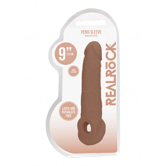 Realrock Penis Sleeve 9" Tan | 7423522551523 | Available at EroticWarehouse.com