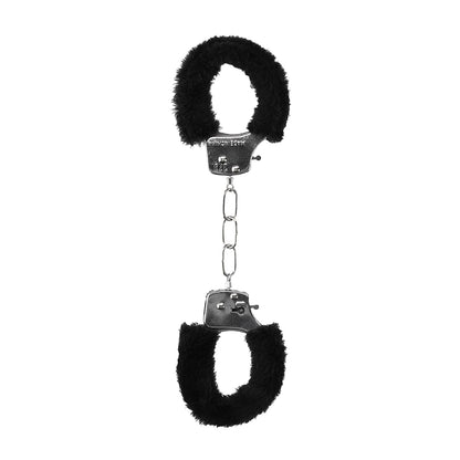 Ouch! Black & White Beginner's Furry Hand Cuffs With Quick Release Button | 7423522573587 | Available at EroticWarehouse.com