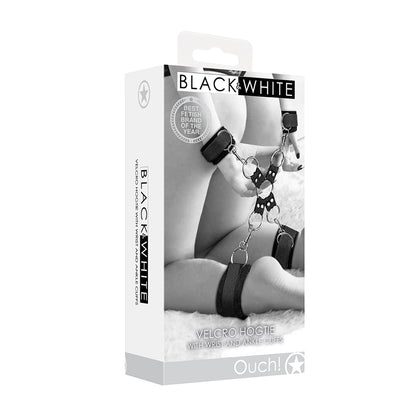 Ouch! Black & White Velcro Hogtie With Hand And Ankle Cuffs | 7423522574591 | Available at EroticWarehouse.com