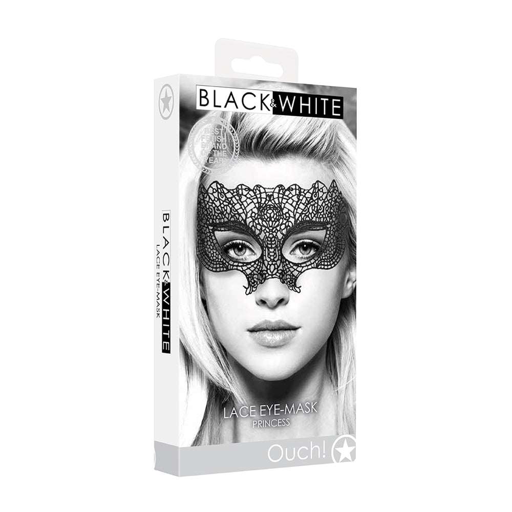 Ouch! Black & White Lace Eye Mask Princess | 7423522576540 | Available at EroticWarehouse.com
