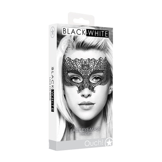 Ouch! Black & White Lace Eye Mask Princess | 7423522576540 | Available at EroticWarehouse.com