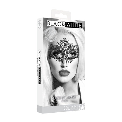 Ouch! Black & White Lace Eye Mask Queen | 7423522576557 | Available at EroticWarehouse.com