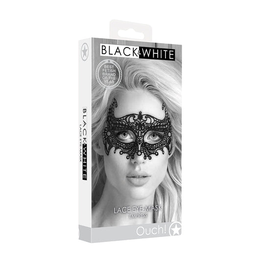 Ouch! Black & White Lace Eye Mask Empress | 7423522576564 | Available at EroticWarehouse.com