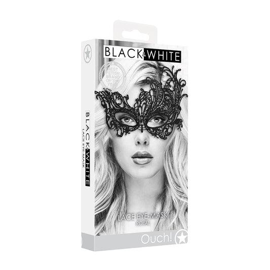 Ouch! Black & White Lace Eye Mask Royal | 7423522576571 | Available at EroticWarehouse.com