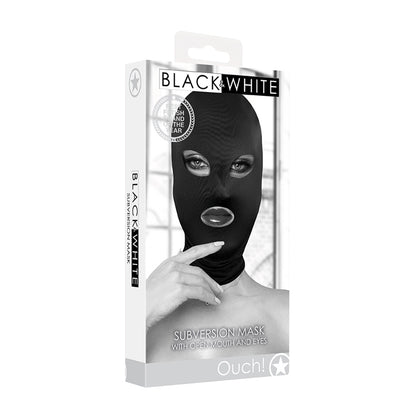 Ouch! Black & White Subversion Mask With Open Mouth And Eye | 7423522576595 | Available at EroticWarehouse.com