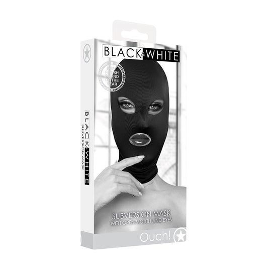 Ouch! Black & White Subversion Mask With Open Mouth And Eye | 7423522576595 | Available at EroticWarehouse.com