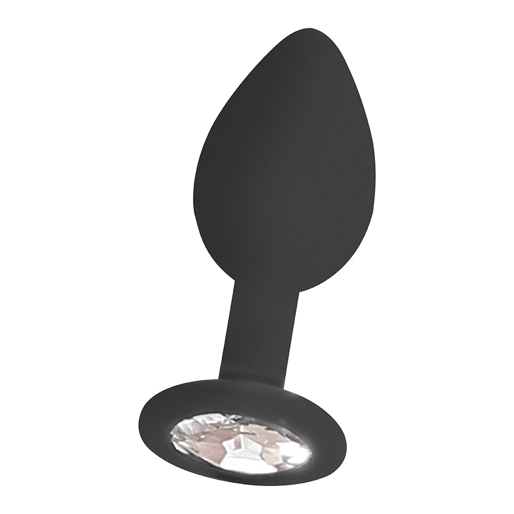 Ouch! Black & White Silicone Butt Plug With Removable Jewel | 7423522577523 | Available at EroticWarehouse.com