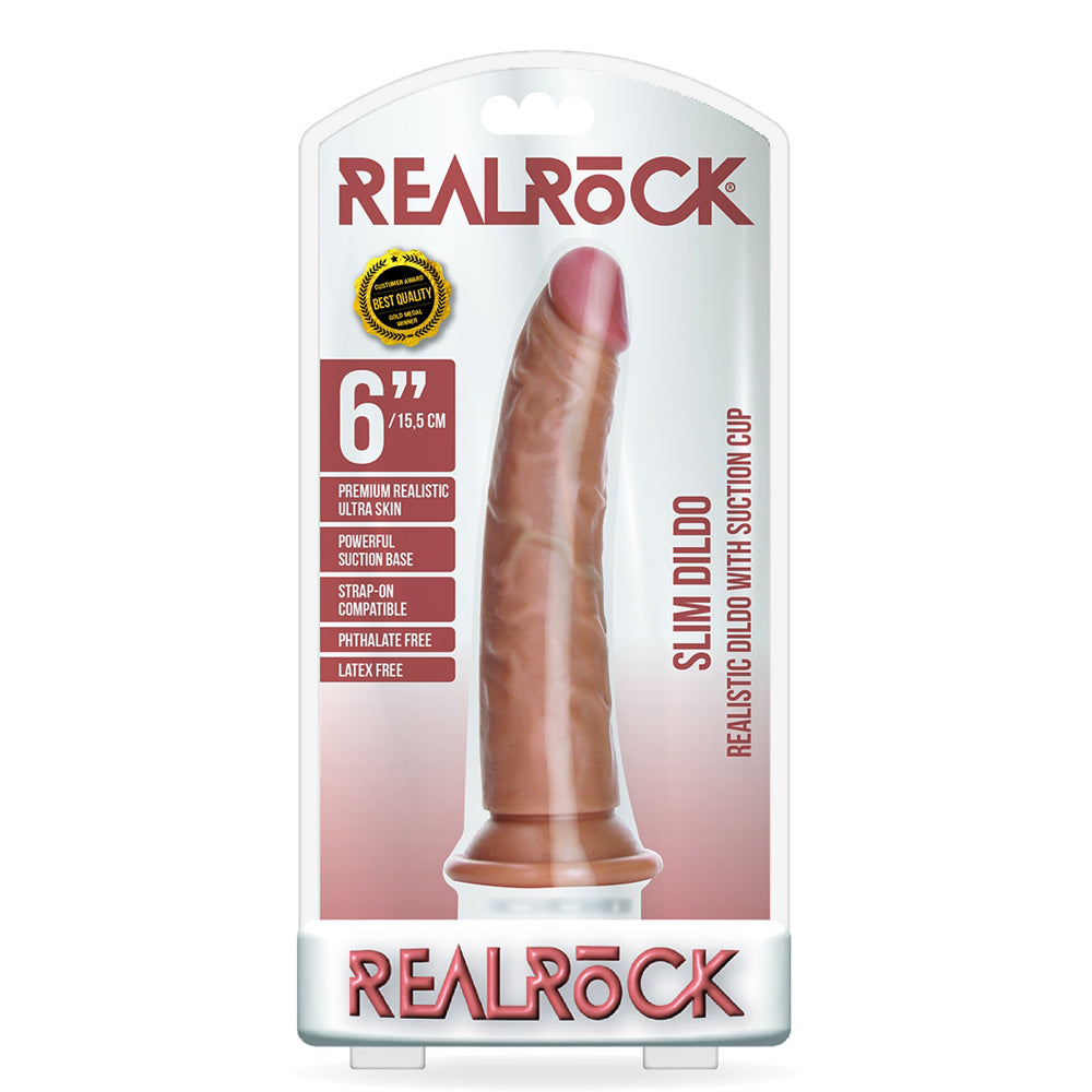 Slim Realistic Dildo Without Balls With Suction Cup 6'' Tan | 7423522625613 | Available at EroticWarehouse.com
