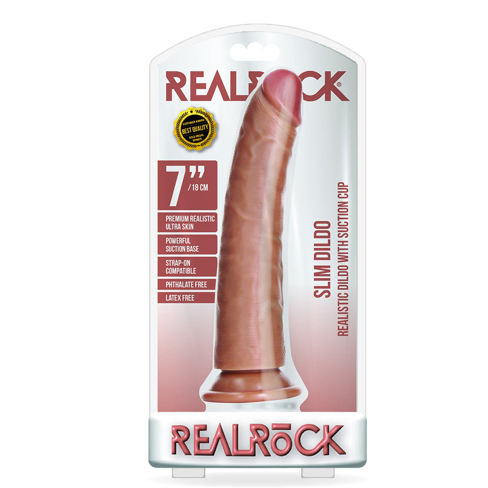 Slim Realistic Dildo Without Balls With Suction Cup 7'' Tan | 7423522625644 | Available at EroticWarehouse.com