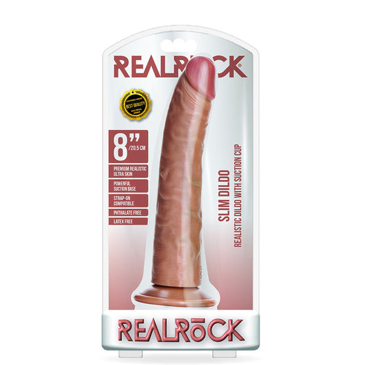 Slim Realistic Dildo Without Balls With Suction Cup 8'' Tan | 7423522625675 | Available at EroticWarehouse.com