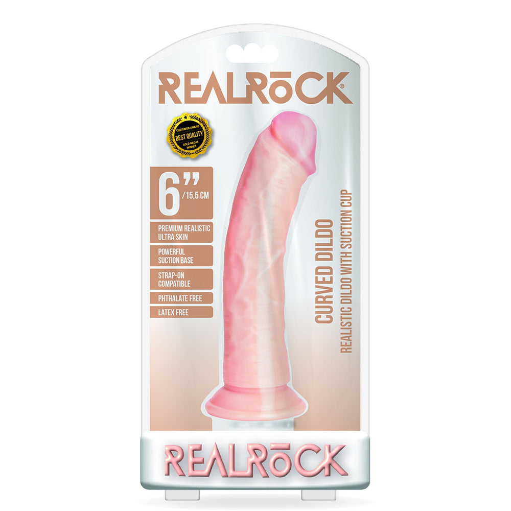 Curved Realistic Dildo Without Balls With Suction Cup 6'' Flesh | 7423522625699 | Available at EroticWarehouse.com